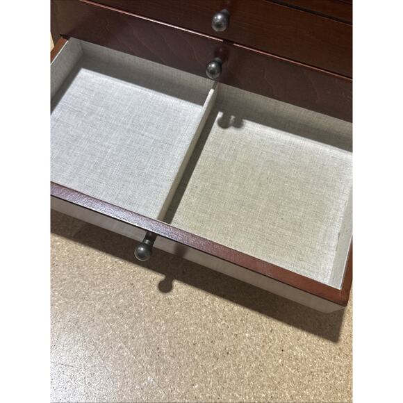 VTG Wooden Jewelry Box Chest Style 12x8x8 Glass Top 3 Drawers Unbranded READ - Picture 5 of 15